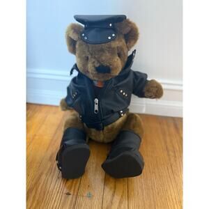 Vintage Harley Davidson Plush Bear Approximately 20” With Jacket Boots Hat